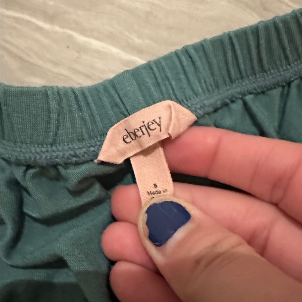Eberjey Contrast Stitch Pajama Shorts Green Small - Picture 2 of 4